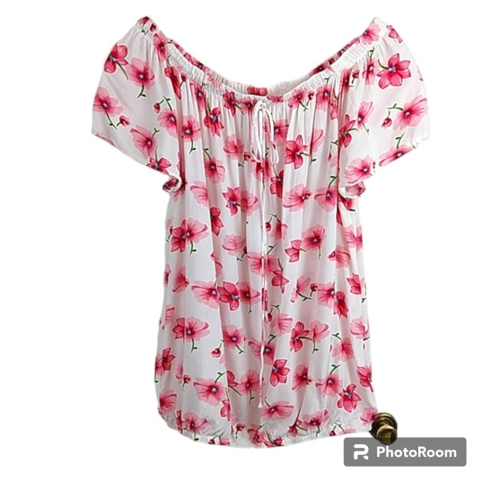 Bailey & Chloe Floral Off/On Shoulder SS Blouse M